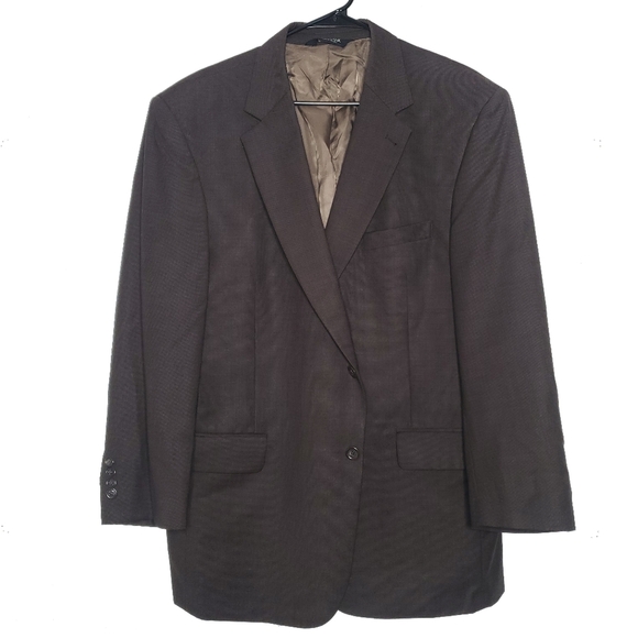 Jos A Bank Blazer Mens 44R Brown 2 Button Sports Coat Suit Jacket Modern Career - Picture 1 of 13